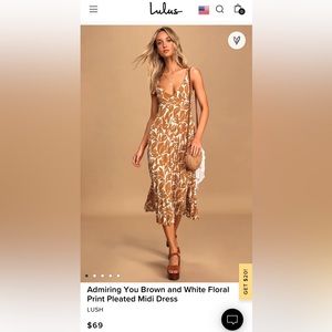 Lulu’s Floral Brown and White Midi Dress